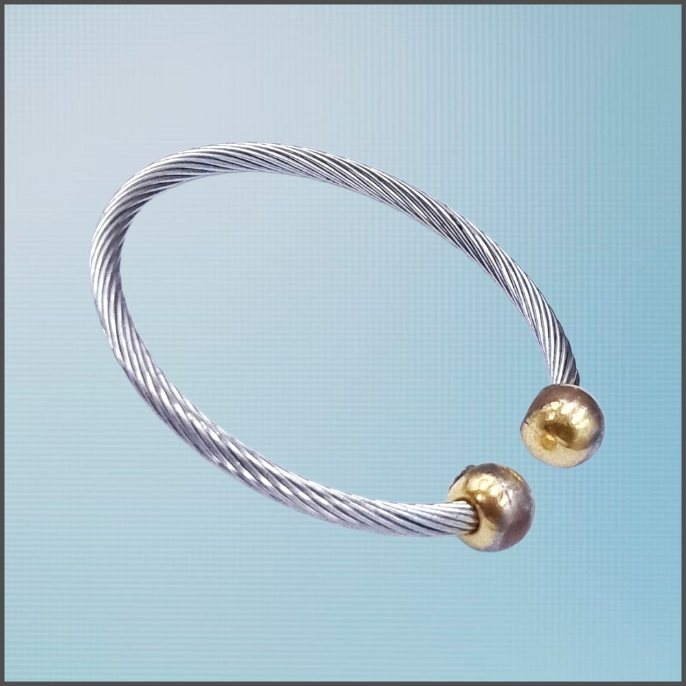 N4S Silver-Tone Twisted Cable Cuff Bracelet w/ Gold-Tone